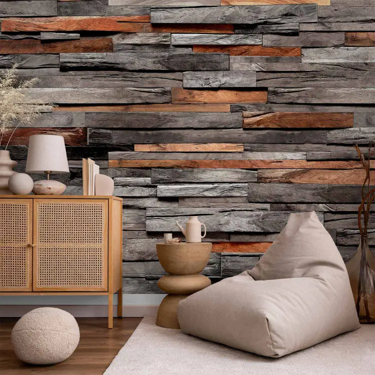 Cedar Scent Gray-Brown - Wooden wall of planks nailed side by side