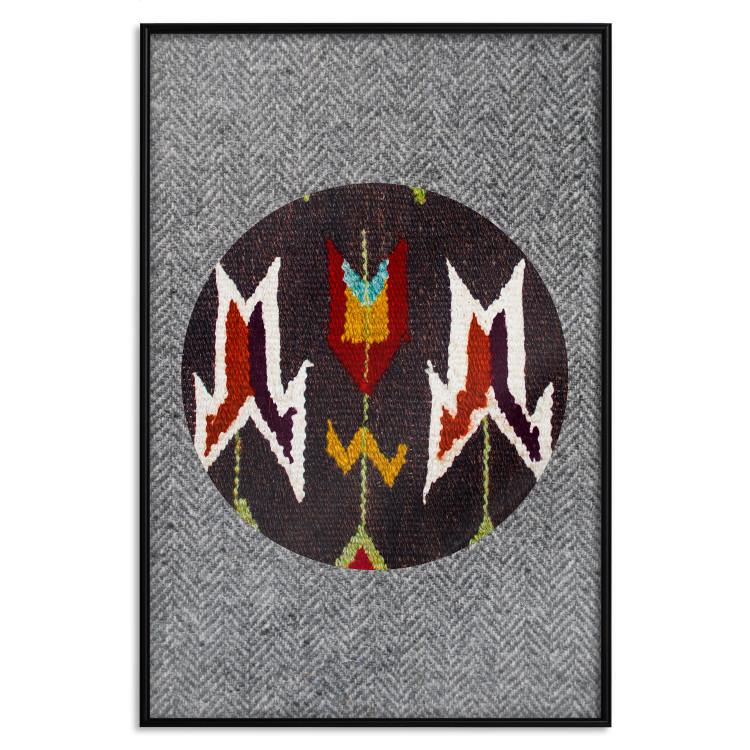 Poster Holiday Sweater - embroidered pattern on gray fabric texture