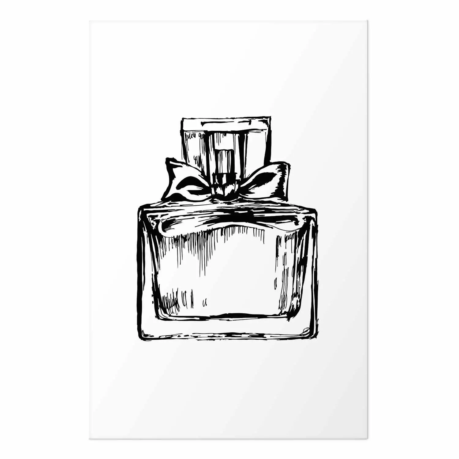 Scent of Luxury black and white pattern of a glass perfume bottle with a ribbon