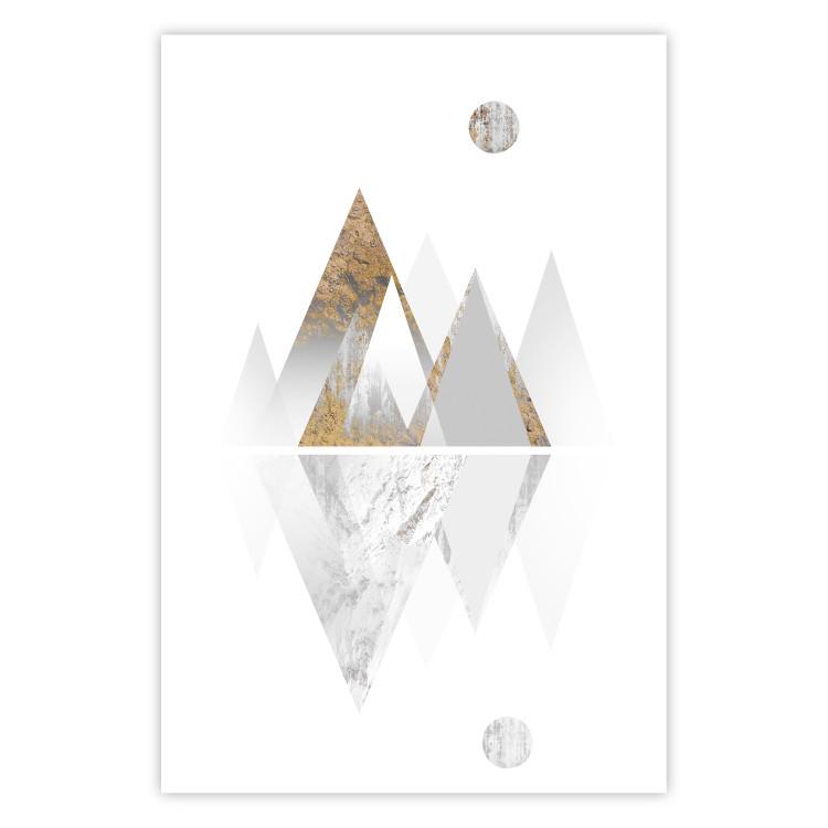 Poster Road to the Top (Beige) - abstract triangular mountains on a white background