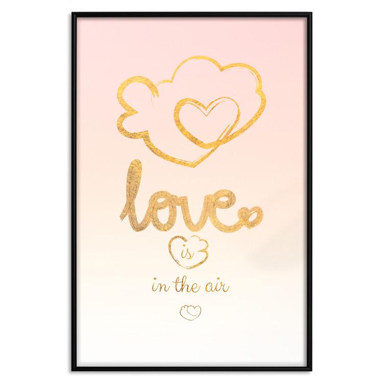 Poster Love Is in the Air - romantic English text on a pastel background