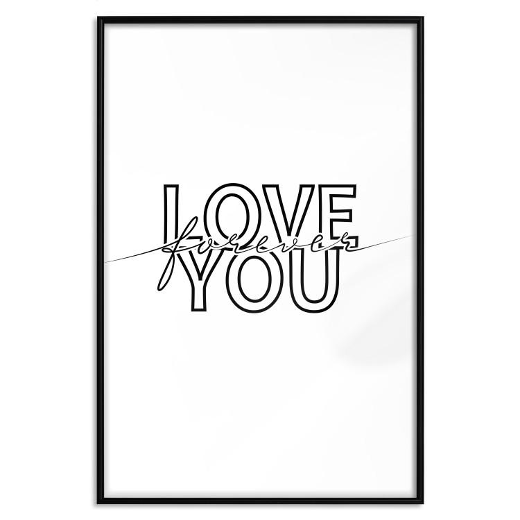 Poster Love You Forever - English text "love" on a contrasting white background