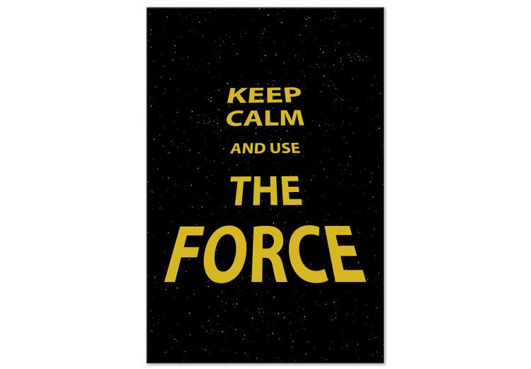 Canvas Print Golden English Keep calm and use the force sign - on black background