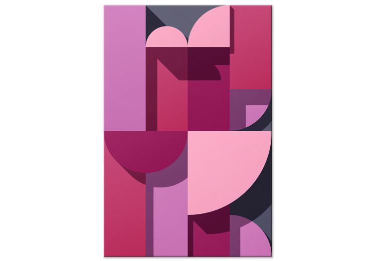 Canvas Print Pink and heather geometric figures - abstraction on a grey background