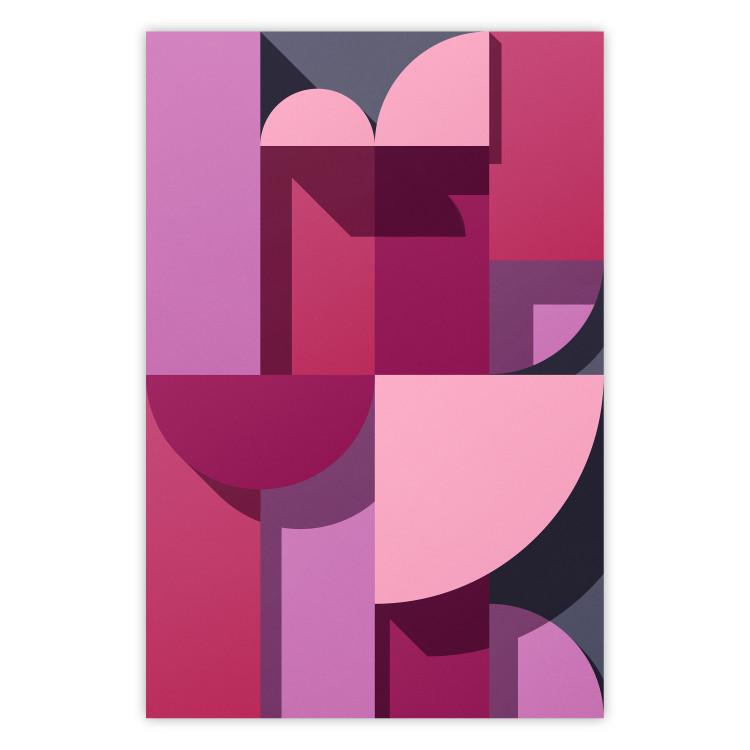Poster Abstract Home - various geometric figures in shades of pink