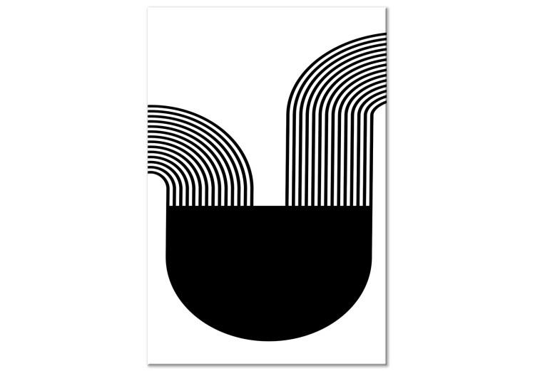 Canvas Print Black semicircle and lines - minimalistic abstract on white background