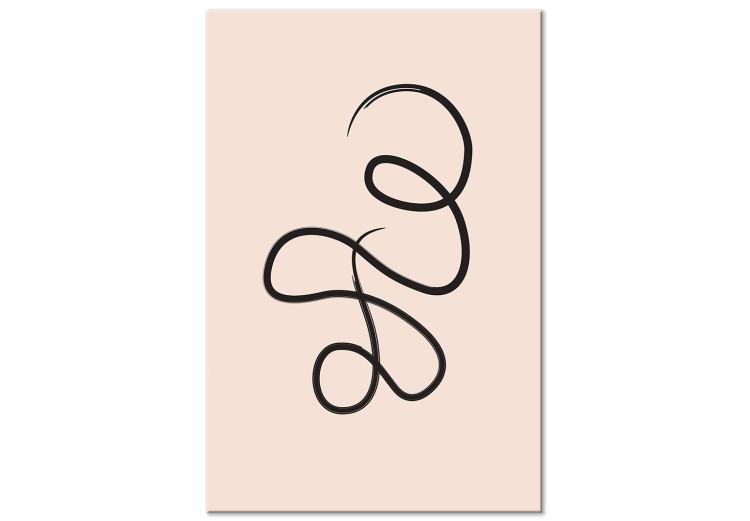 Canvas Print Black, twisted string - an abstract wave on a beige background