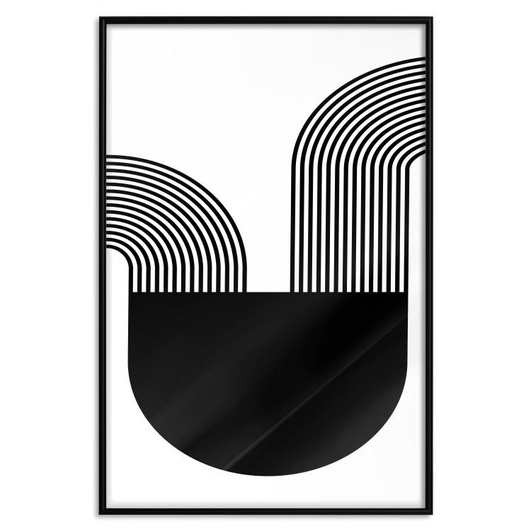 Poster Opera - abstract black figure with multiple lines on a white background