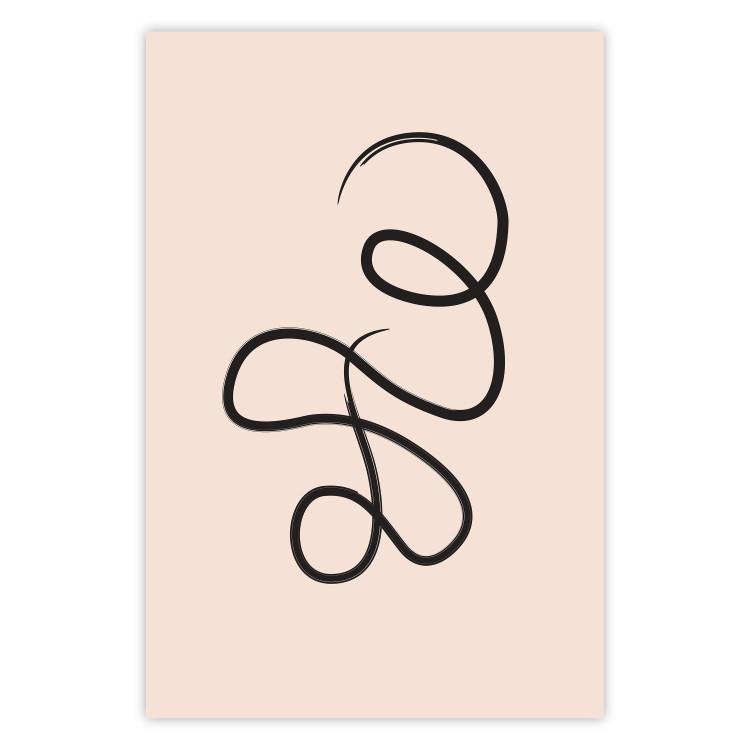 Poster Loop of Thoughts - abstract line art of a twisted line on a pastel background