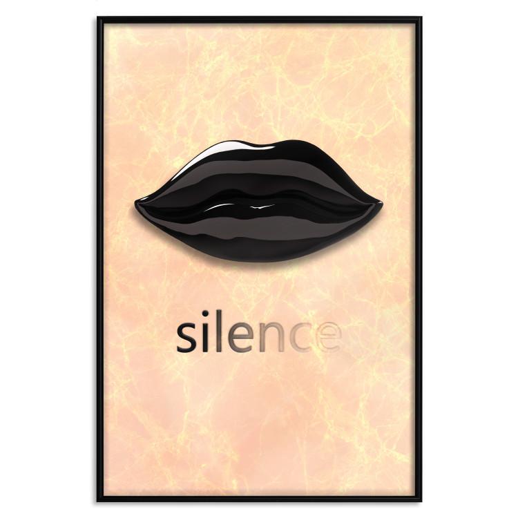 Poster Sweet Silence - English text and black glossy lips