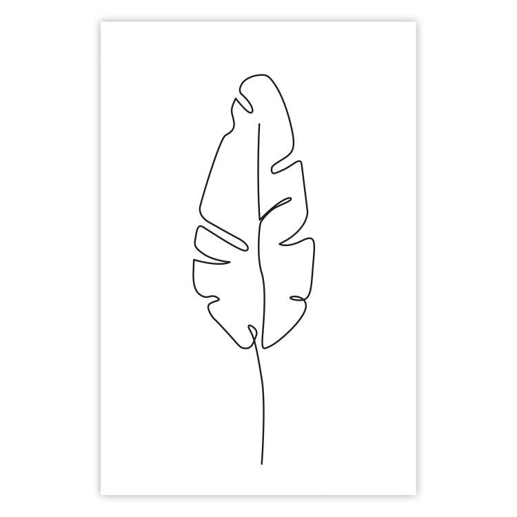 Poster Loneliness in Flight - black leaf pattern on a contrasting white background