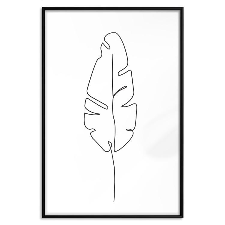 Poster Loneliness in Flight - black leaf pattern on a contrasting white background