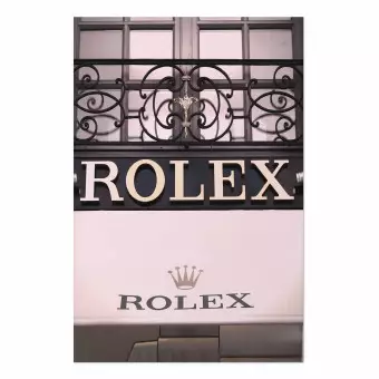 Wall Poster Rolex company name with watches on building architecture with ornaments bimago