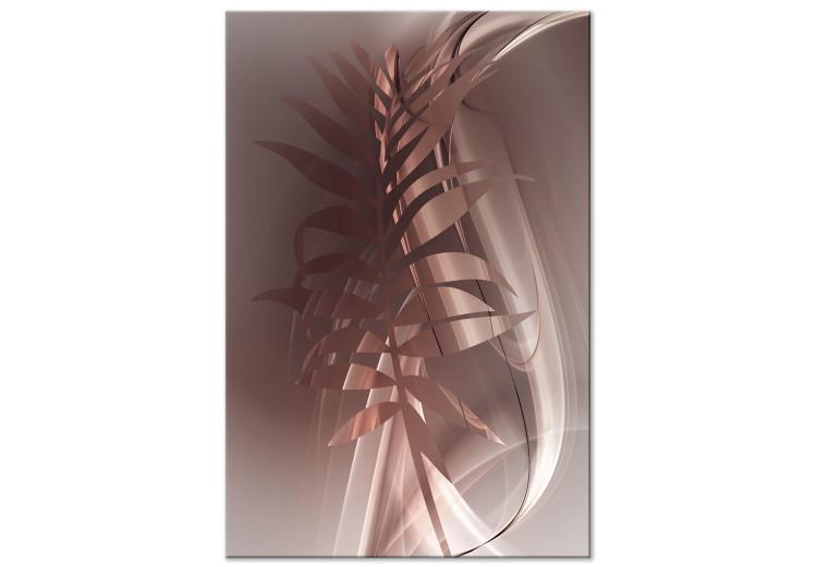 Canvas Print Metallic palm leaf with waves - abstraction with floral pattern