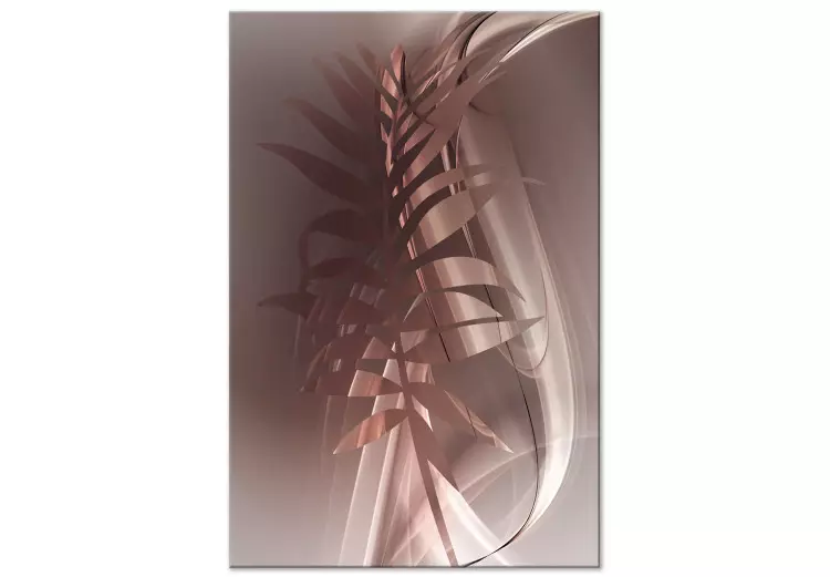 Canvas Print Metallic palm leaf with waves - abstraction with floral pattern