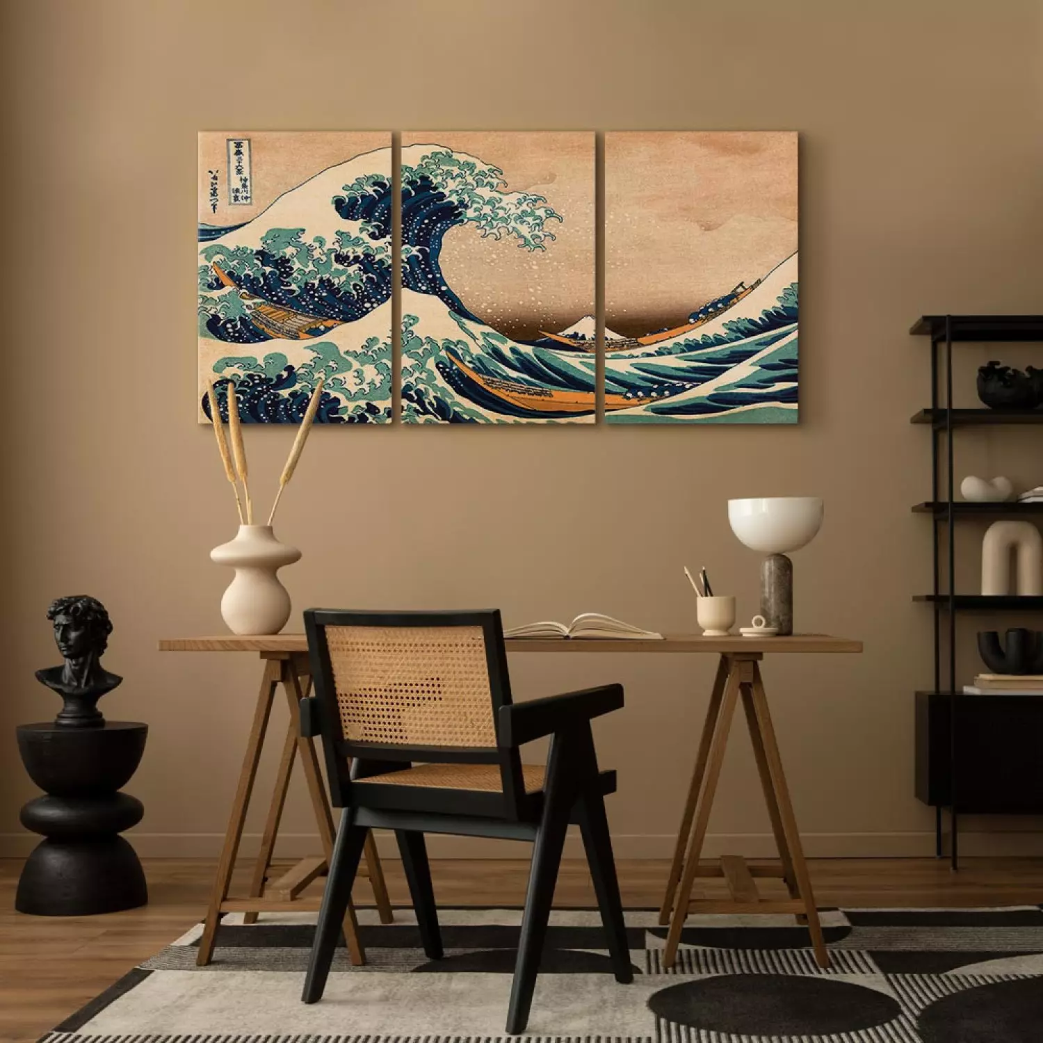 Canvas Art The Great Wave off Kanagawa (3-piece) - bimago