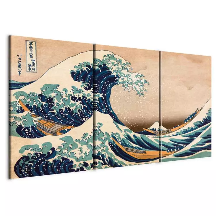 Canvas Art The Great Wave off Kanagawa (3-piece) - bimago