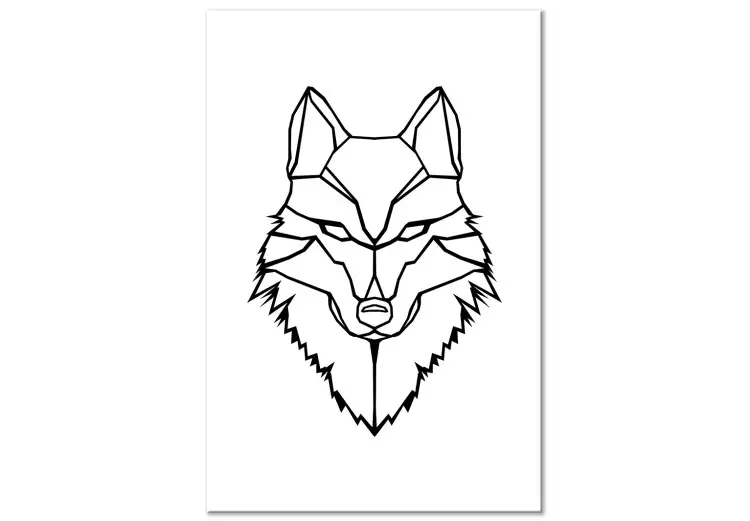 Canvas Print Black wolf outlines - geometric composition on a white background