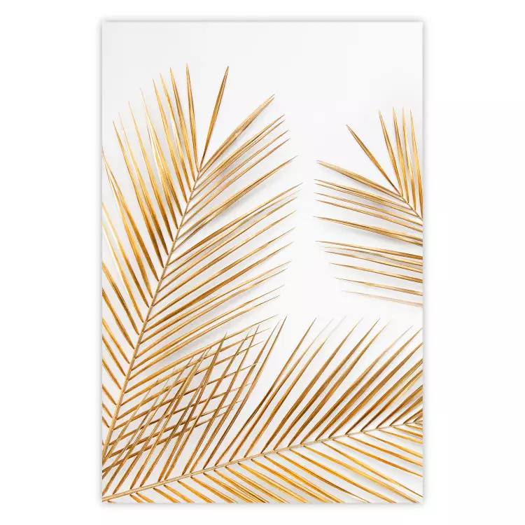 Golden Palms - tropical golden leaves on a contrasting white background
