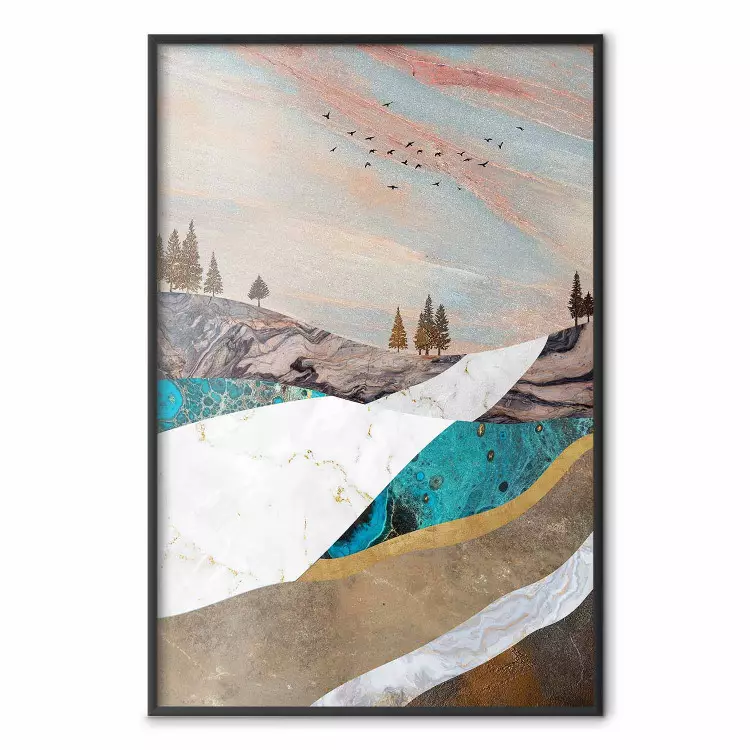 Mountains and Valleys - abstract landscape of a white path against the sky