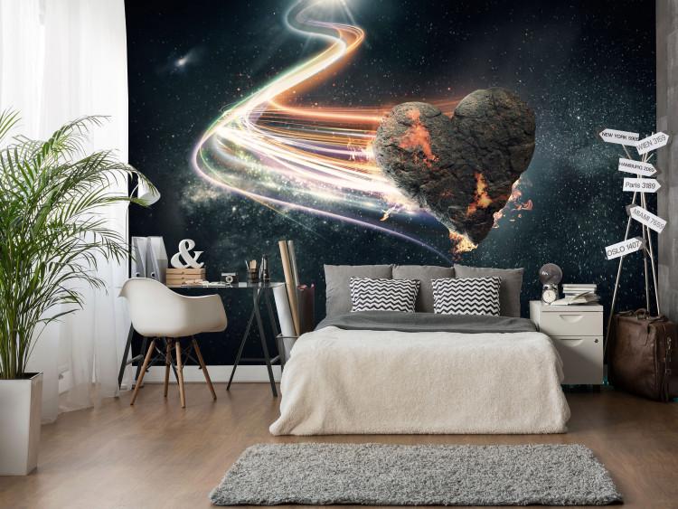 Wall Mural Black heart resembling a meteorite in space - dark abstraction