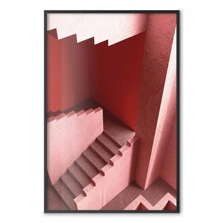 Stairs to Nowhere - abstract red staircase