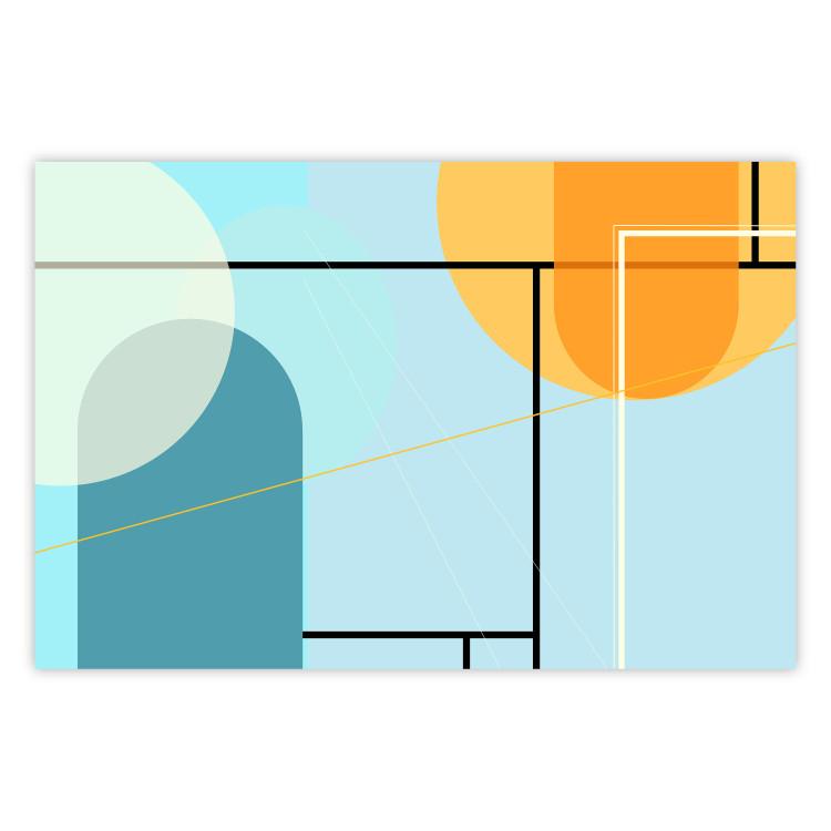 Poster Arranged Ocean - abstract colorful figures on a blue background