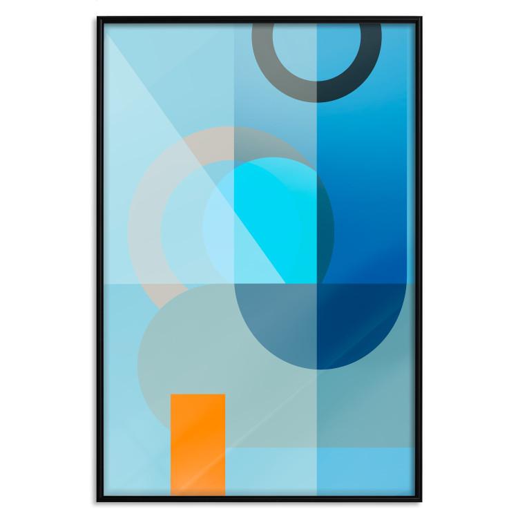 Poster Blue Sheet - abstract geometric figures in blue