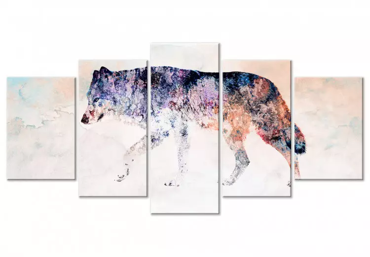 Canvas Print Lonely Wolf (5 Parts) Wide