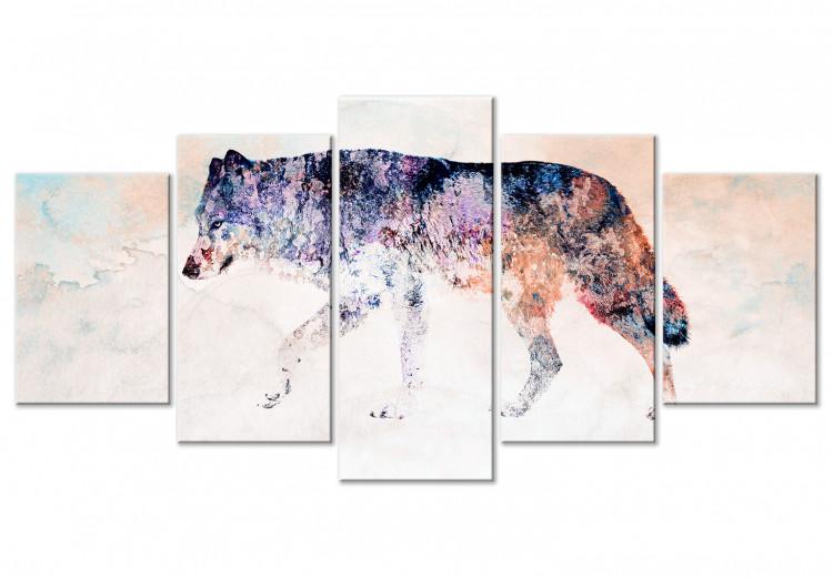 Canvas Print Lonely Wolf (5 Parts) Wide