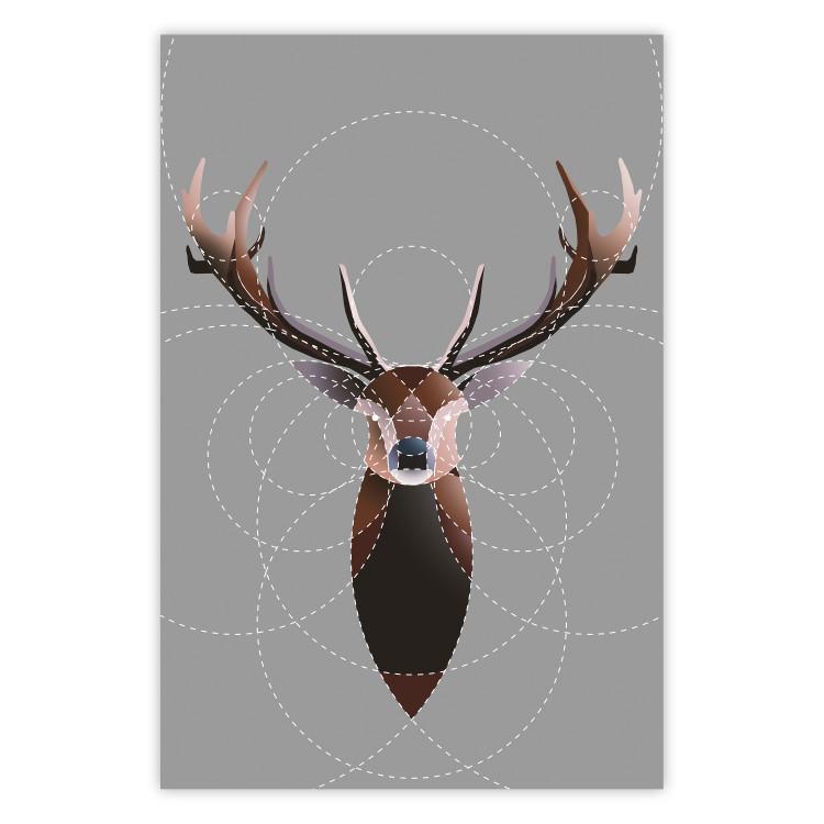 Poster Deer in Circles - abstract brown deer made of geometric figures