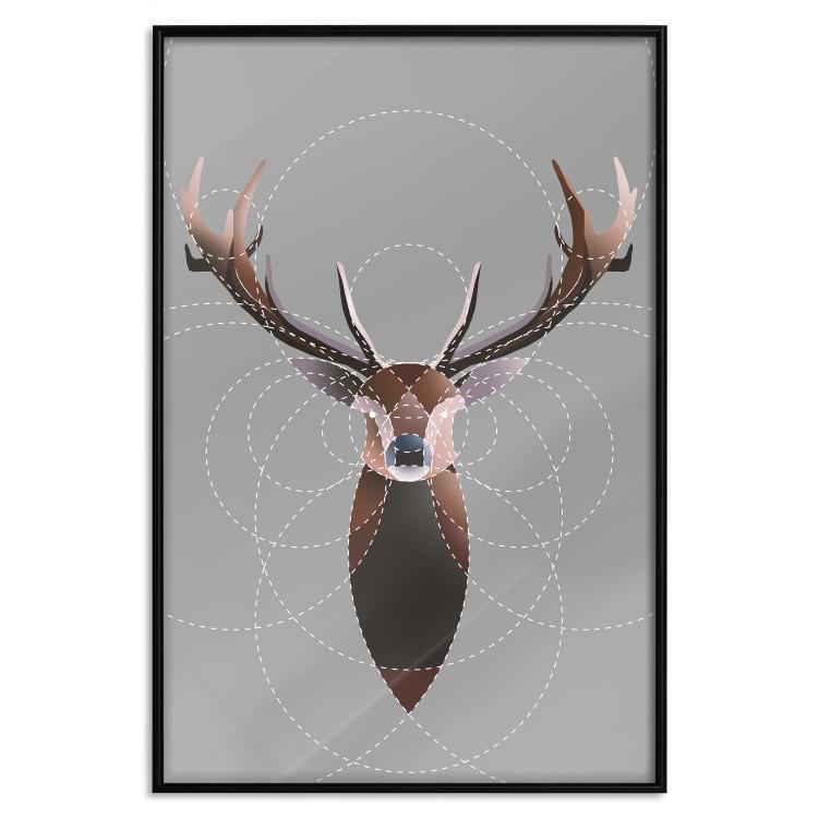 Poster Deer in Circles - abstract brown deer made of geometric figures