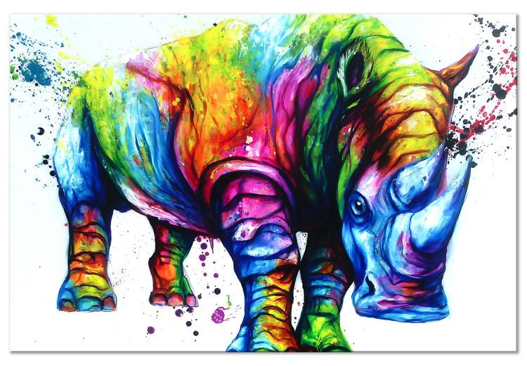 Canvas Print Colourful Rhino (1 Part) Wide