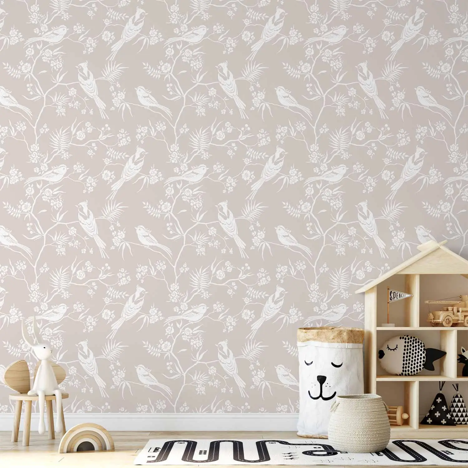 bird wallpaper grey