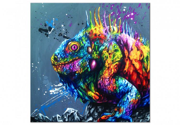Canvas Print Colourful Iguana (1 Part) Square