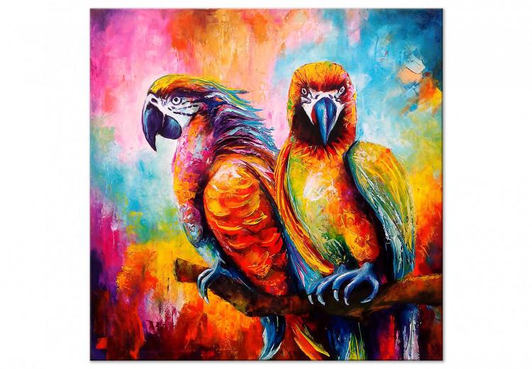 Canvas Print Colourful Parrots (1 Part) Square