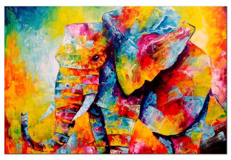 Canvas Print Colourful Animals: Elephant (1 Part) Wide