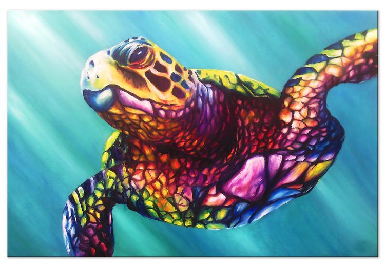 Canvas Print Colourful Turtle (1 Part) Wide
