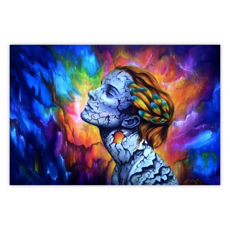 Poster Fragility - abstract woman on a colorful background in a watercolor style