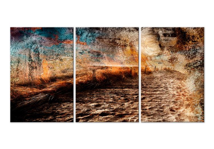 Canvas Print The brown road through the field - an abstract, autumn landscape