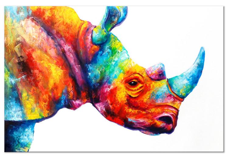 Canvas Print Rainbow Rhino (1-part) wide - futuristic abstraction