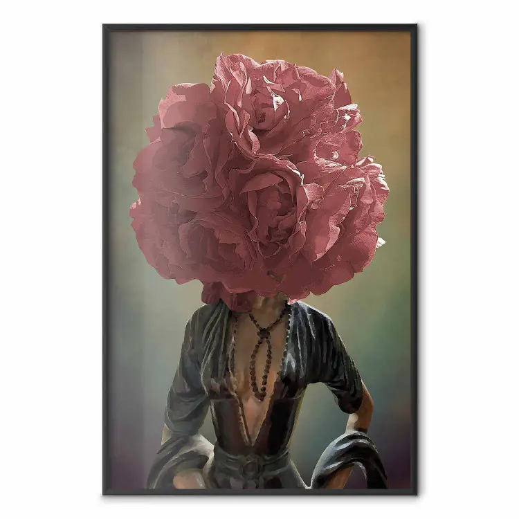 Floral Thoughts - abstract woman with a red flower on her head