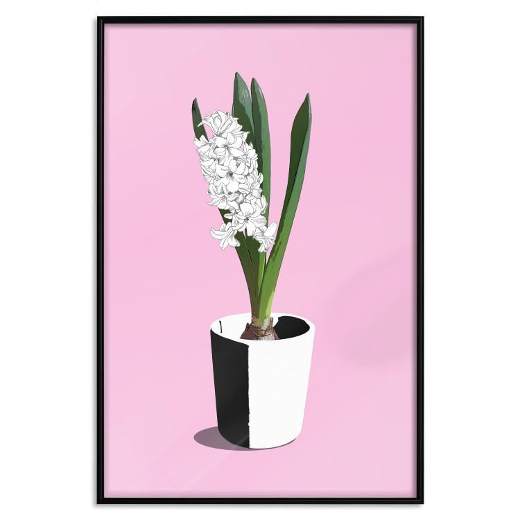 Poster Floral Delicacy - plant in a pot on a pink pastel background
