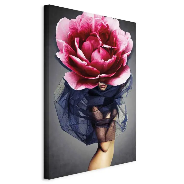 Flower Woman vertical - eclectic abstraction with a peony