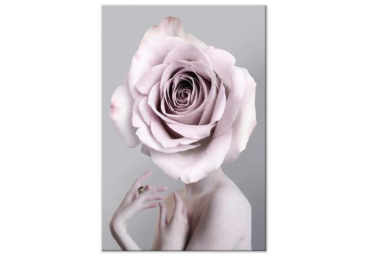 Canvas Print Rose Monologue (1-part) vertical - silhouette of a woman with a flower