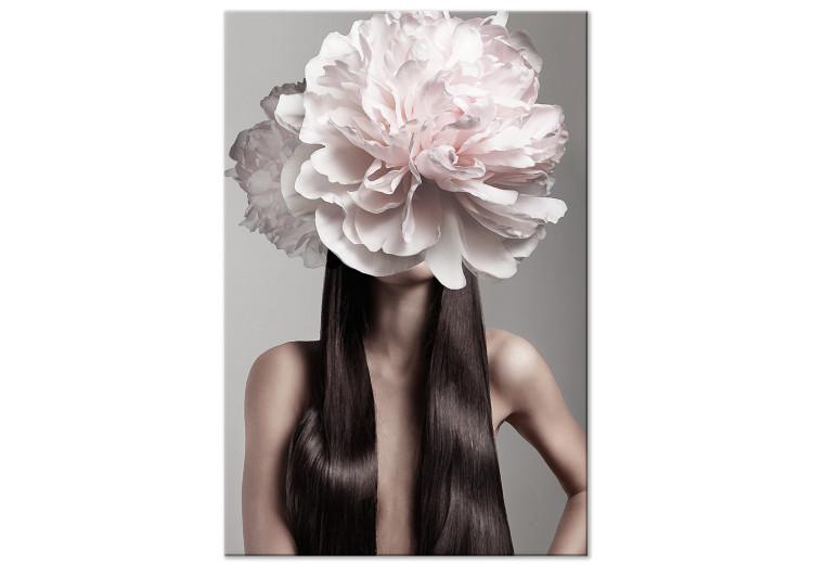 Canvas Print Blossom Head (4-part) - eclectic fantasy with a woman and peony