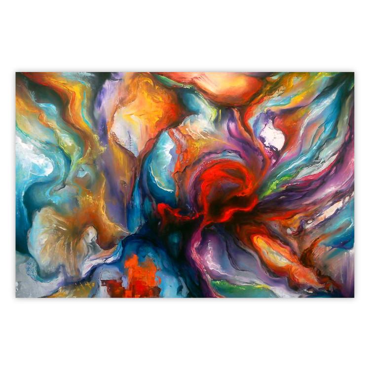 Poster Abyss - worm among multicolored patterns in an abstract motif