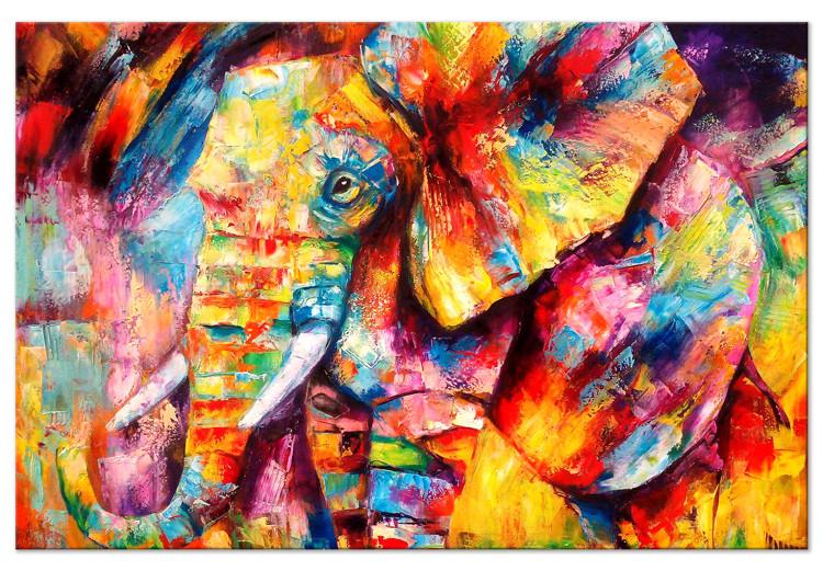 Canvas Print Hot Africa (1-part) wide - large colorful elephant in abstraction