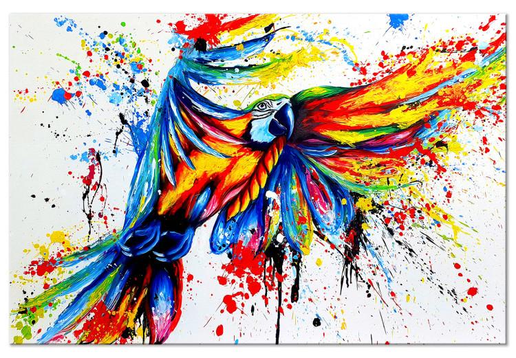 Canvas Print Spectacular Flight (1-part) wide - abstraction with a colorful parrot