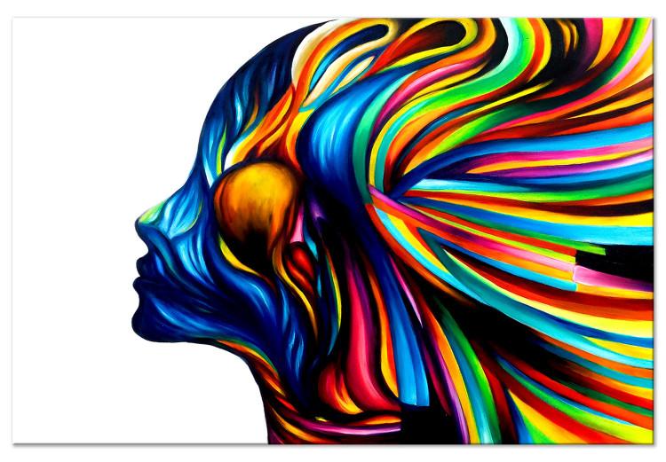 Canvas Print Rainbow Hair (1-part) wide - abstraction with a silhouette of a woman